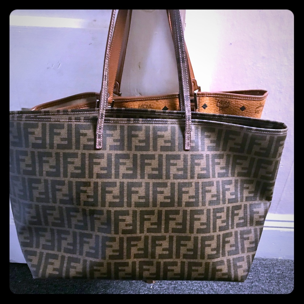 SOLD Authentic fendi zucca roll tote